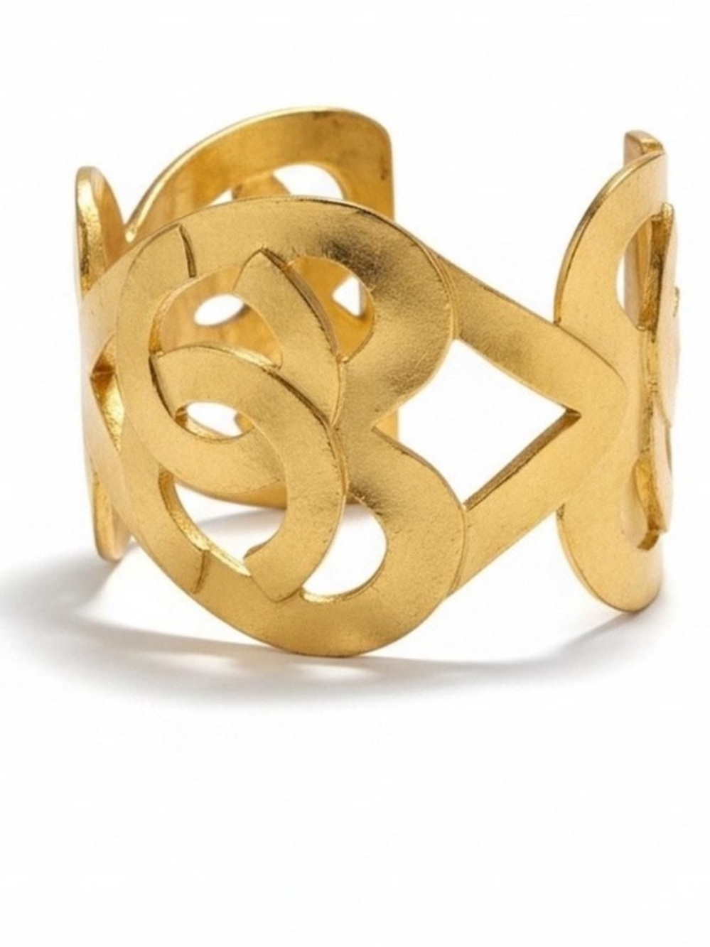 Chanel Vintage 24K Gold-Plated Heart Interlocking CC Bracelet, Karl Lagerfield